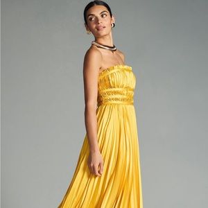 Anthropologie Hutch Strapless Pleated Maxi Dress